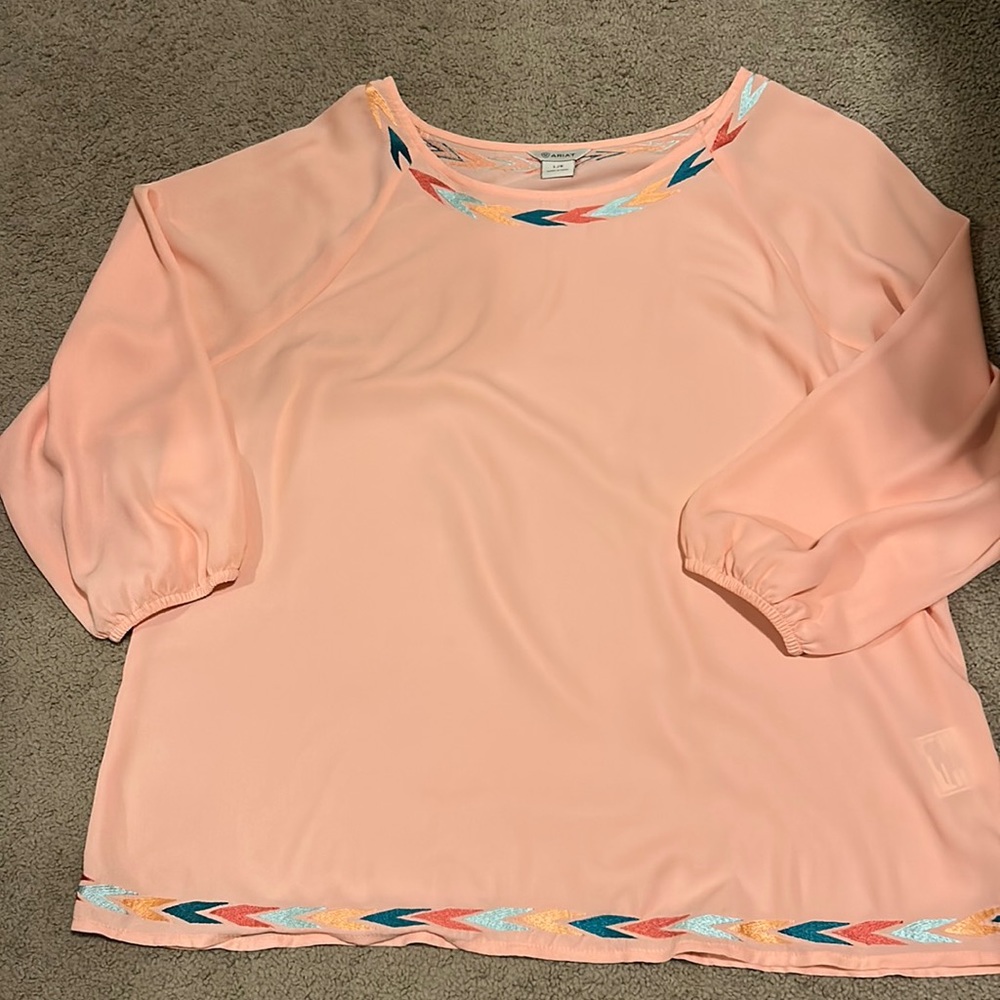 Coral Ariat 3/4 sleeve blouse